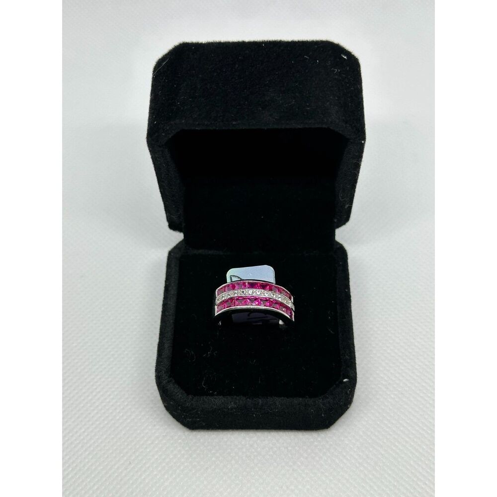2 Ct LG Ruby Band and Sapphire Lining